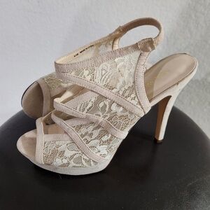 Nine West Cream Lace Heels